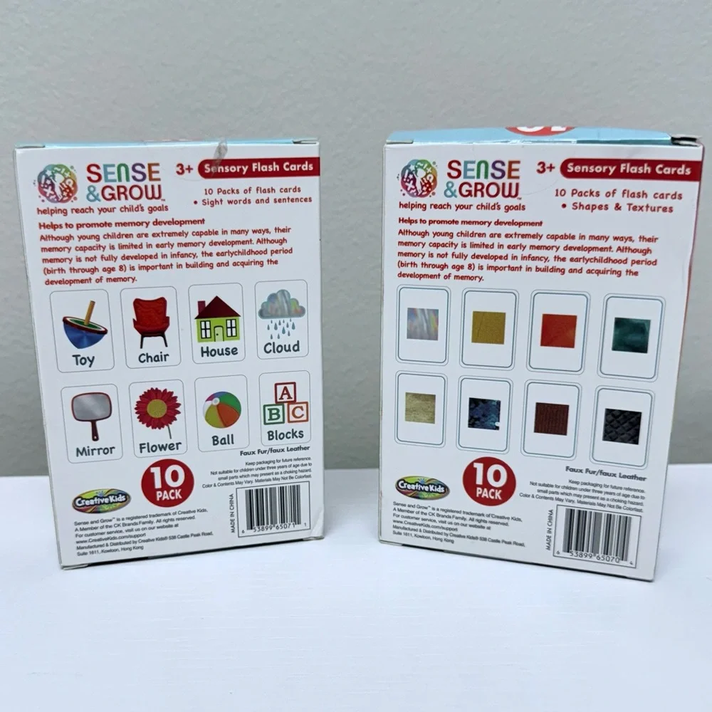 New! 2 Sets Cards 10 Sight Words & Sentences & 10 Shape & Feel Texture
